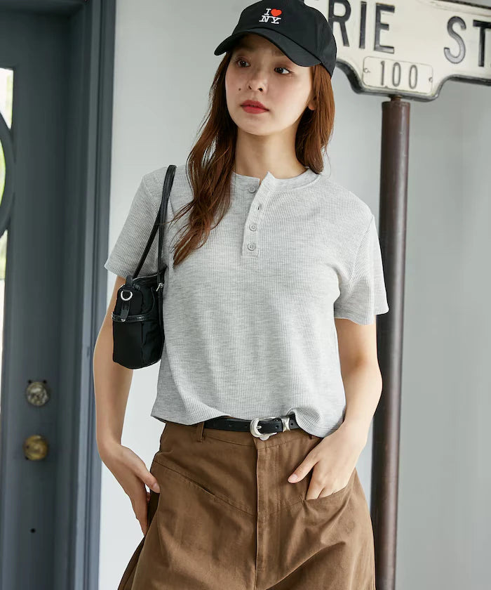 Light Waffle Henley Neck T-Shirt Limited Edition