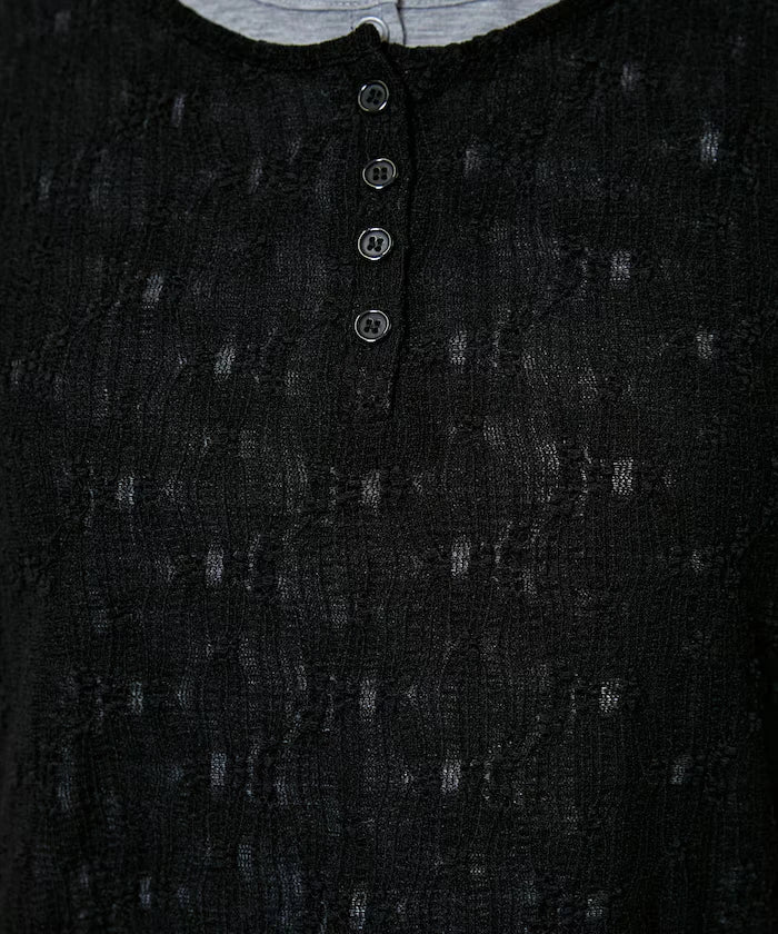 <Set Item> Cut x Jacquard Henry Neck T-Shirt Limited Edition