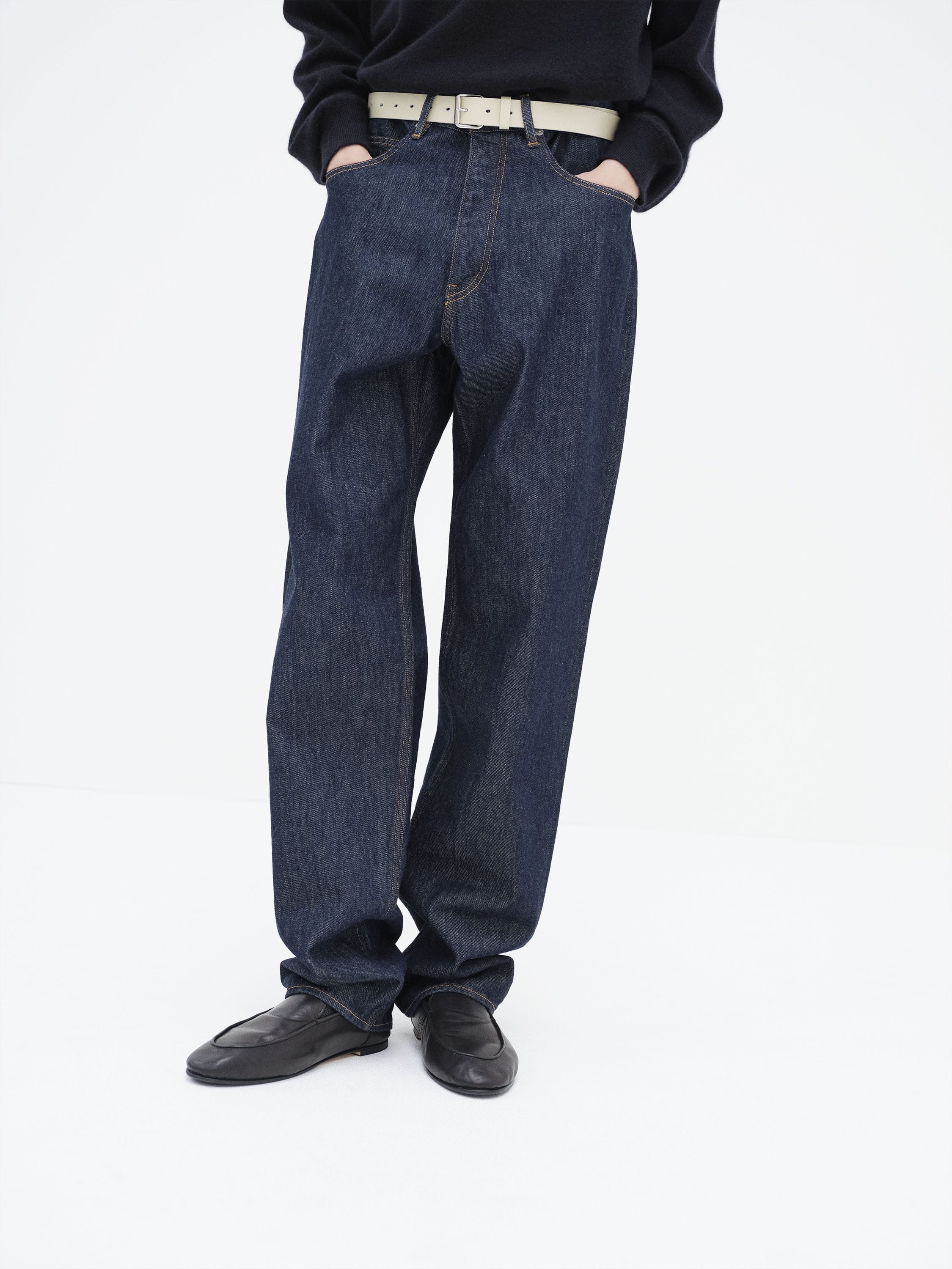 HARD TWIST DENIM WIDE PANTS
