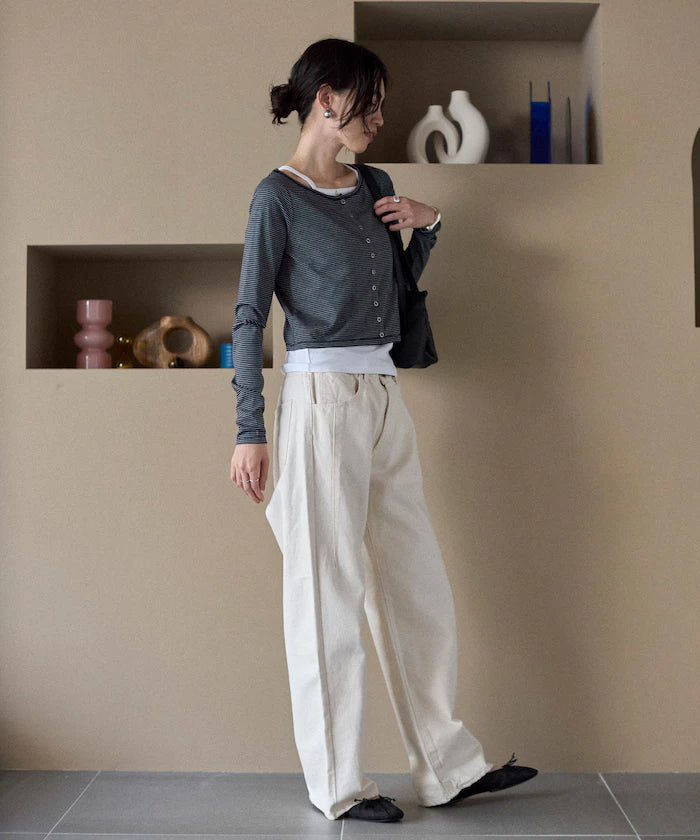 [February 12, 12:00 Release] Layered Set Top / Striped Cardigan & Camisole