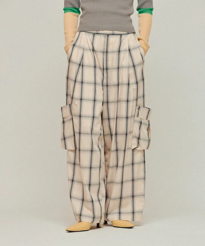 Ombre Check Easy Pants / Patch Pocket Wide Easy Pants