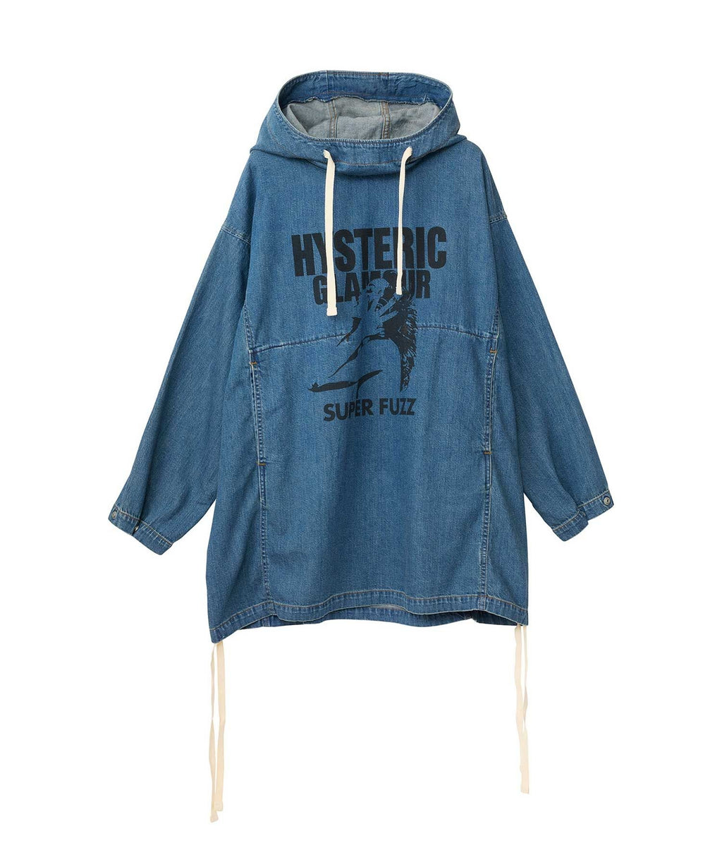 FUZZY BEAT Hooded Denim Pullover