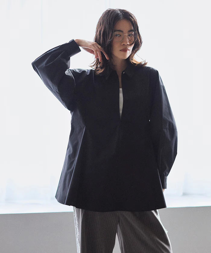 Flare Silhouette Skipper Balloon Sleeve Shirt