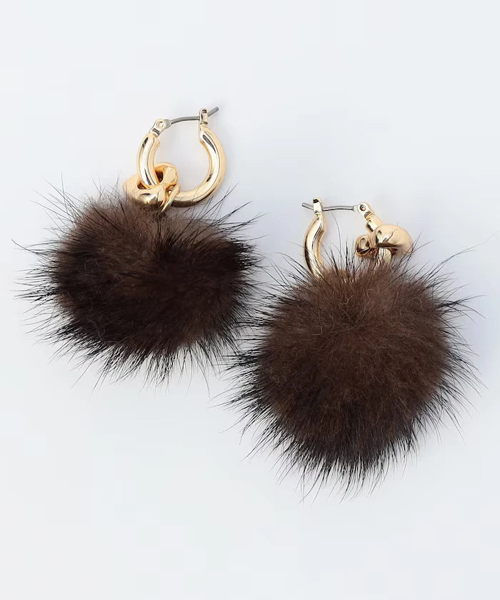 2WAY Fur Earrings/Hoop Earrings
