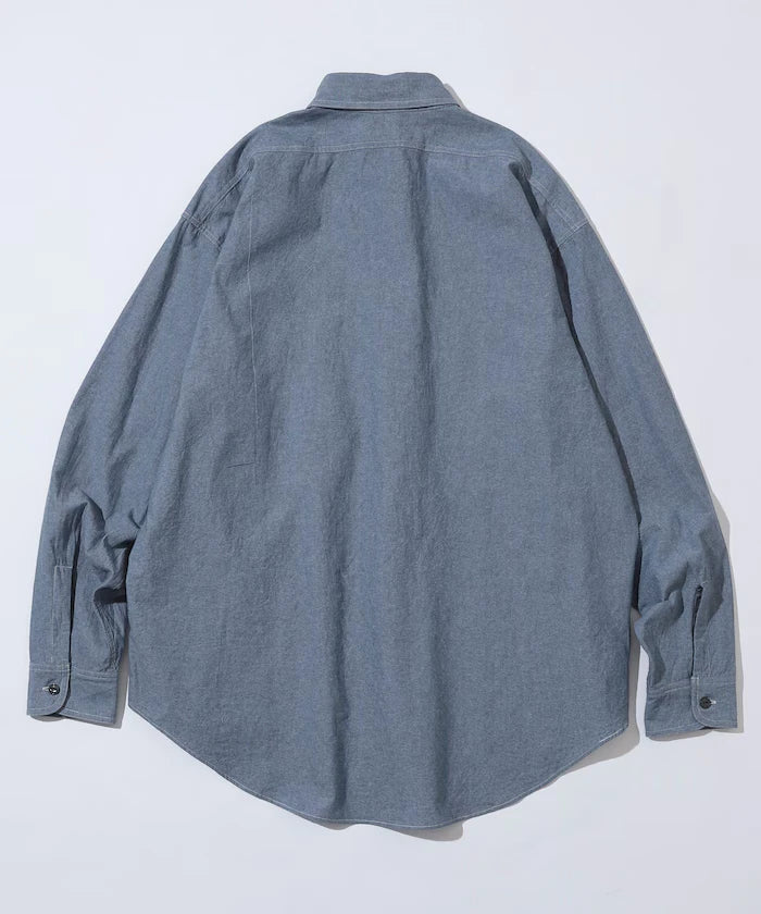 Oversized Classic Regular Collar Chambray Shirt Long Sleeve
