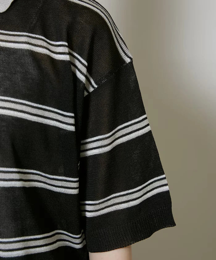 Sheer Border Short Sleeve Polo Summer Knit Limited Release