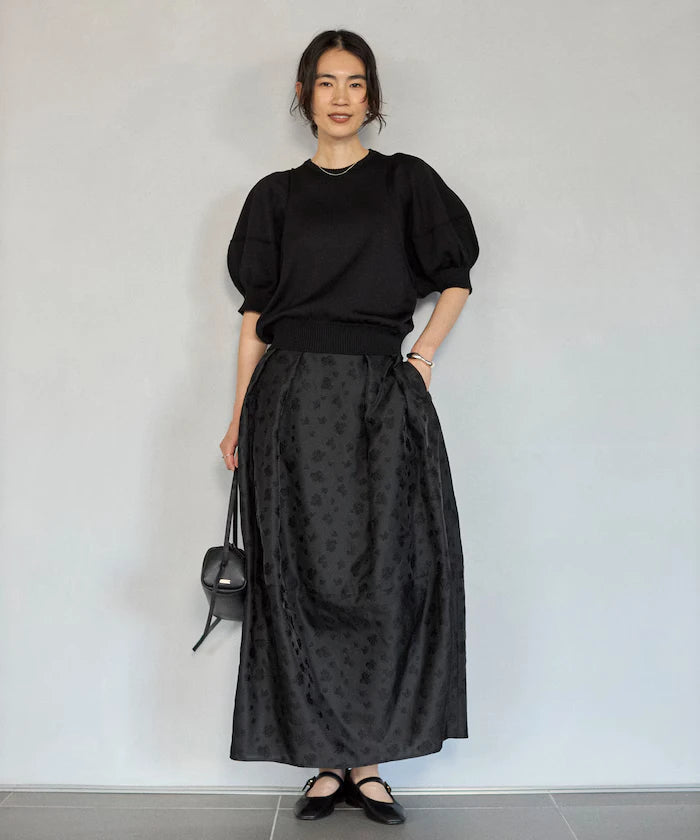 Flower Sheer Jacquard Cocoon Skirt