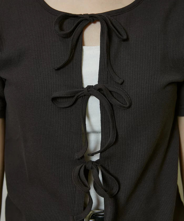 Light Waffle 2WAY Ribbon Cardigan Limited Edition