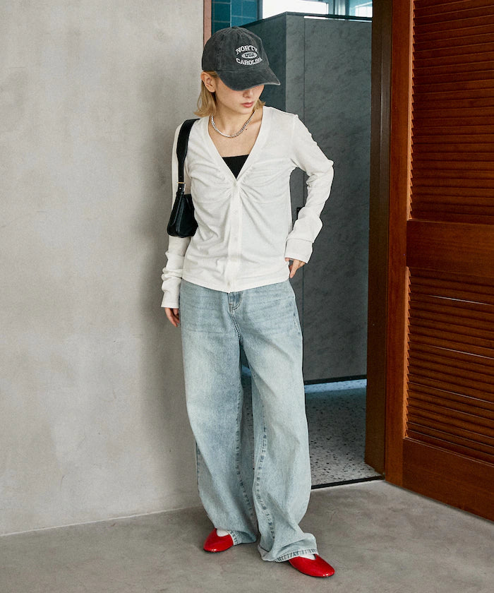 Layered-style V-neck cardigan limited edition
