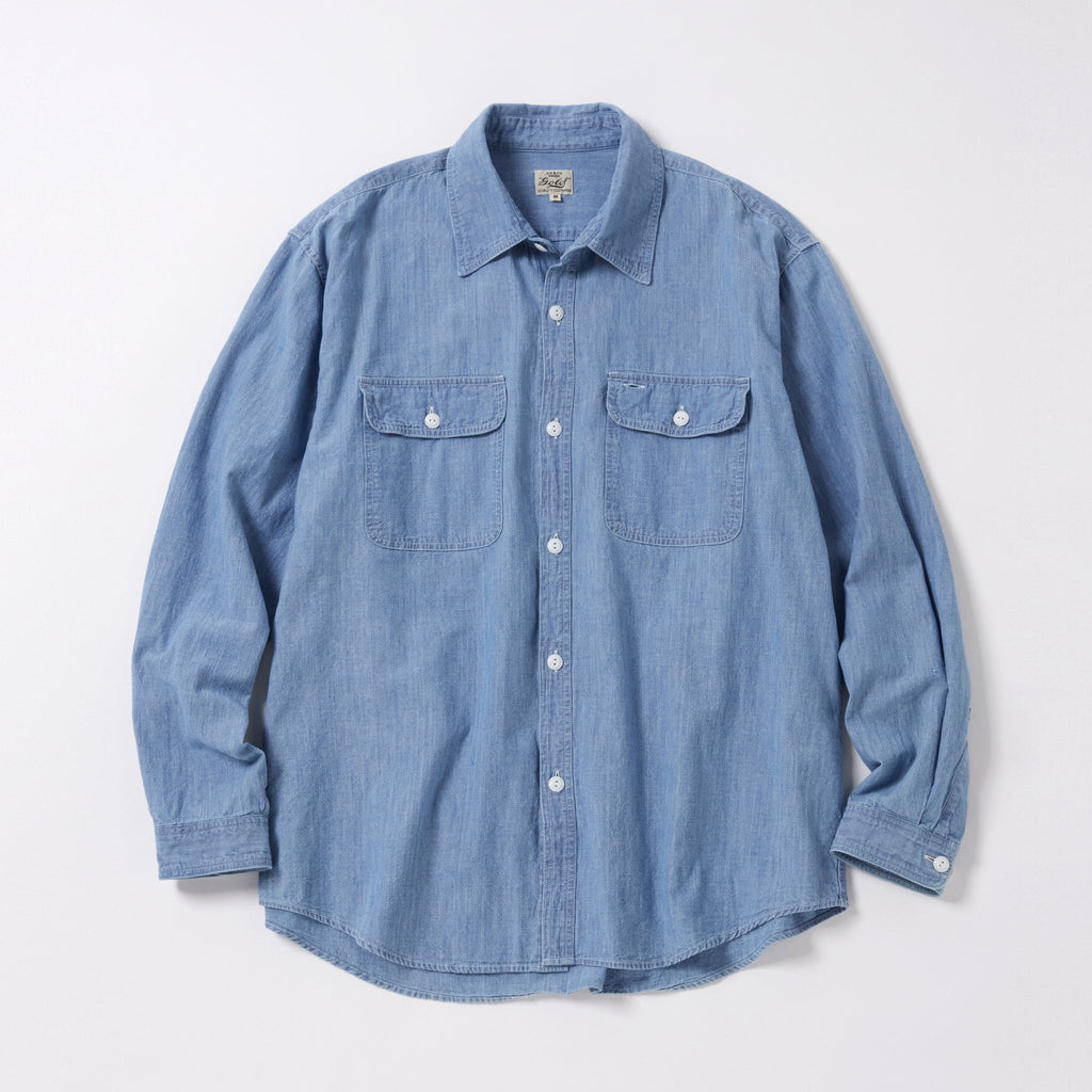 GL29189H / BLUE CHAMBRAY WORK SHIRT "gold" PRINTED