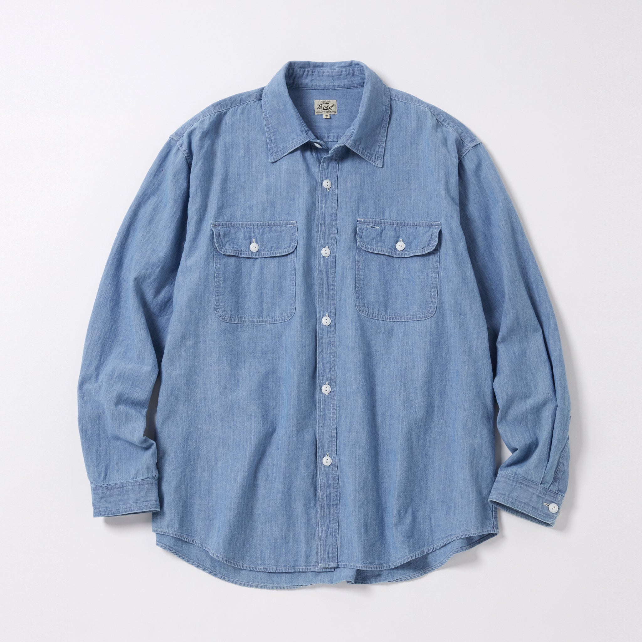 GL29189H / BLUE CHAMBRAY WORK SHIRT "gold" PRINTED