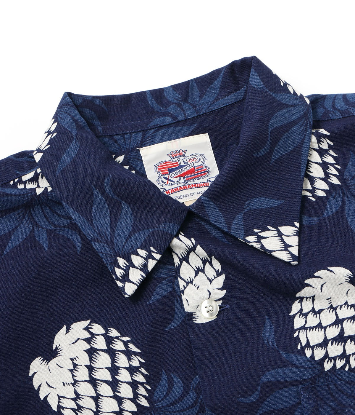 Duke Kahanamoku Indigo Cotton Hawaiian Shirt Duke's Pineapple