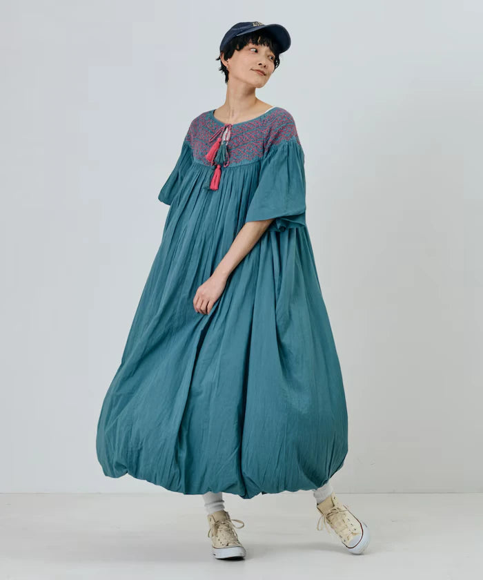 India Colored Smocked Balloon Dress
