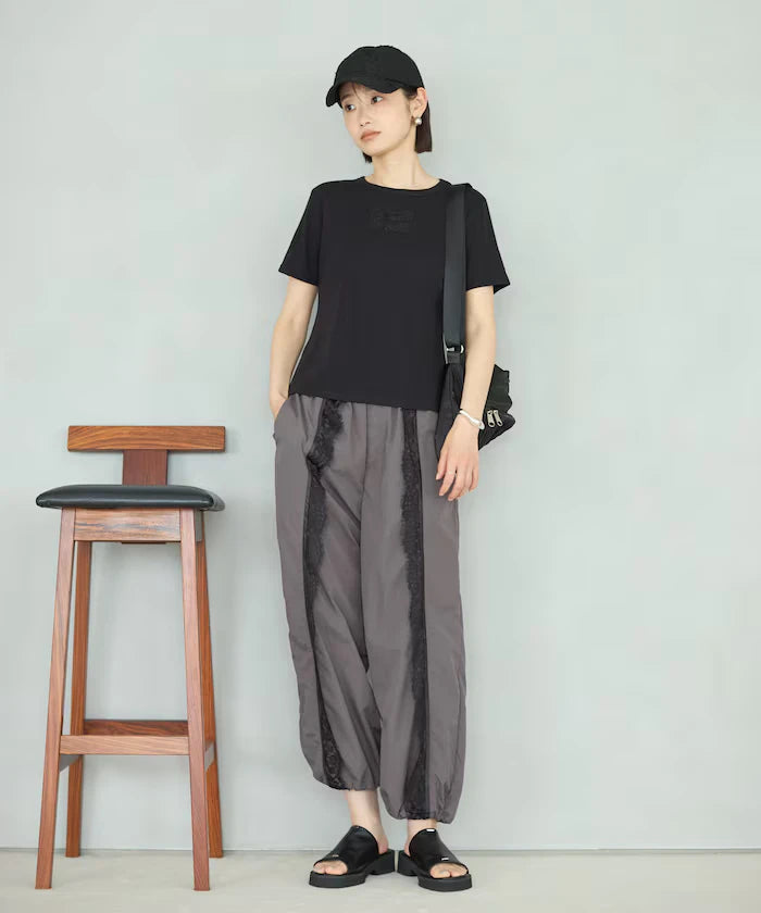 Lace Applique Cotton Modal T-Shirt