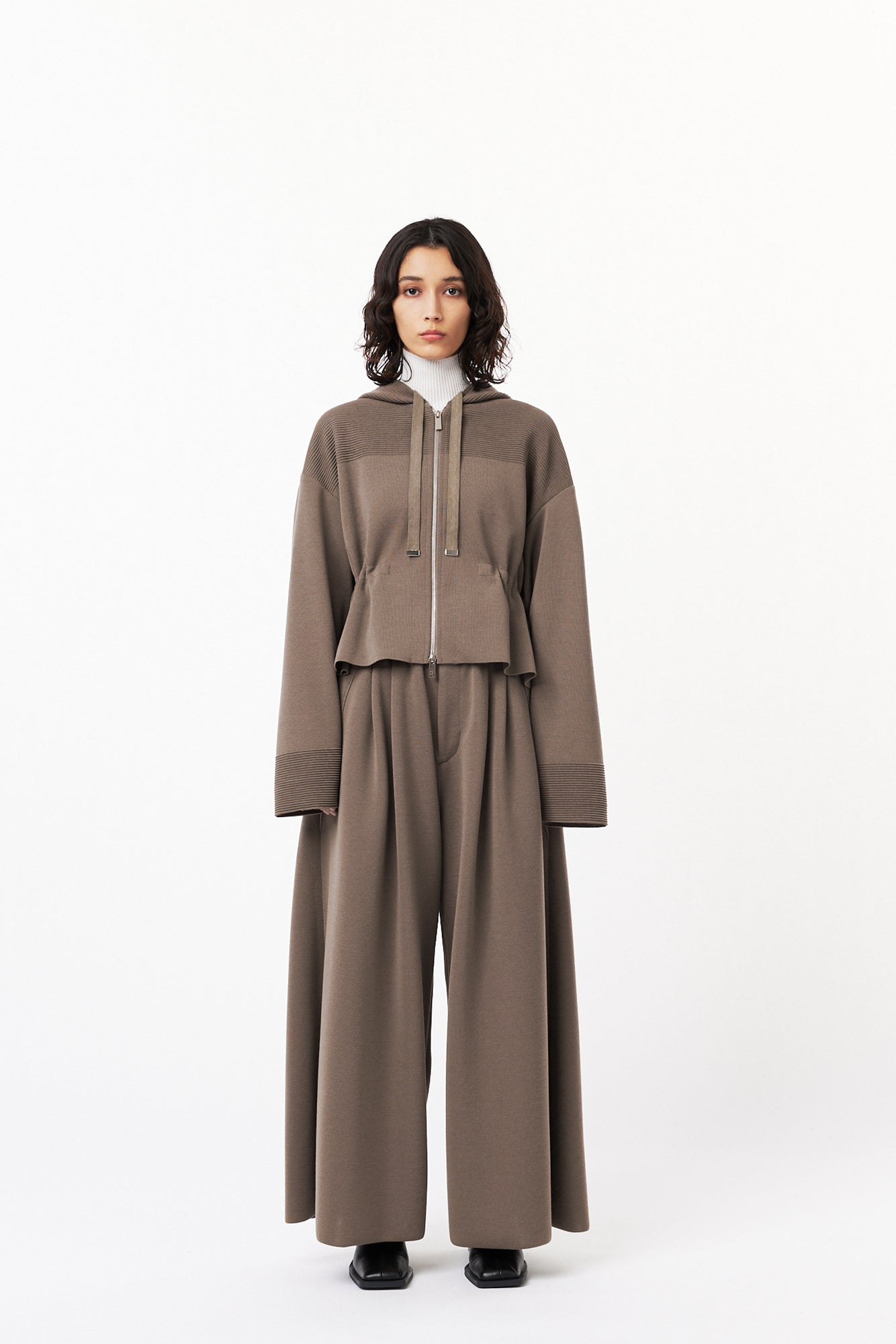 TW MILAN RIB CROPPED HOODIE