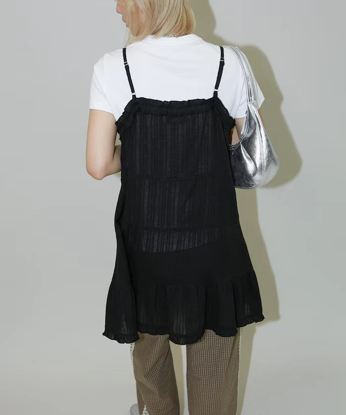 India Cotton Ruffle Tiered Camisole Mini Dress Limited Edition