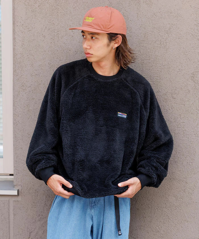 Relaxed Fit Raglan Sleeve Shaggy Fleece Pullover