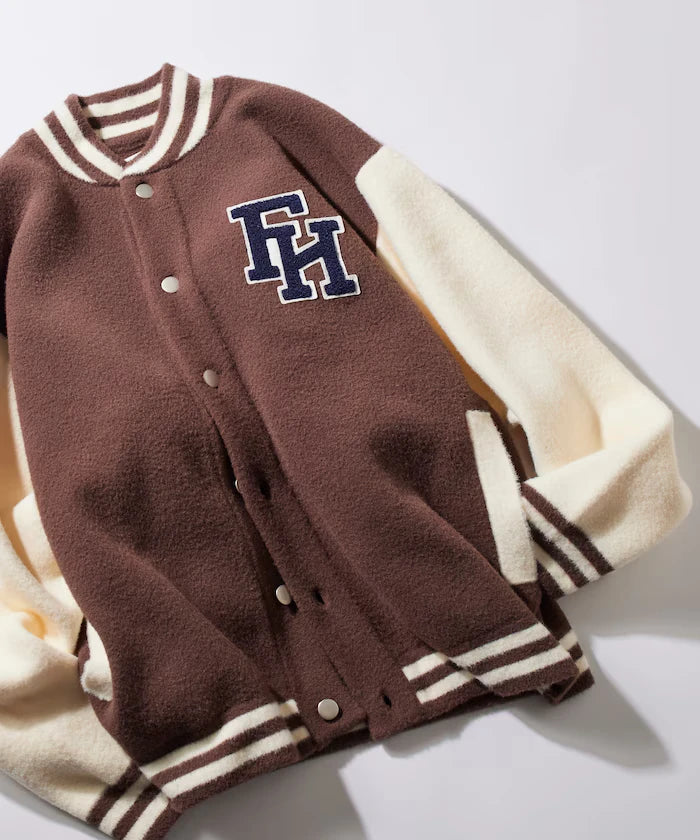 Relaxed Fit Logo Knit Varsity Jacket