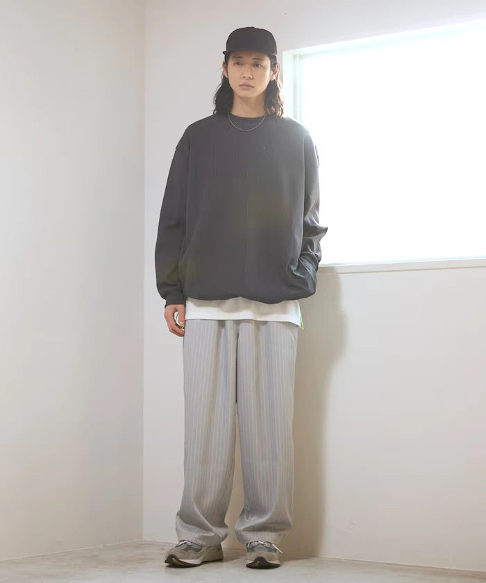 Spindle Stripe Easy Wide Pants / Compatible with Setup