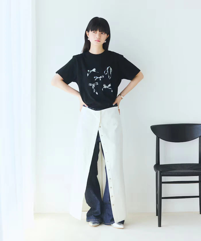 Comfortable Ribbon Print Crew Neck T-shirt