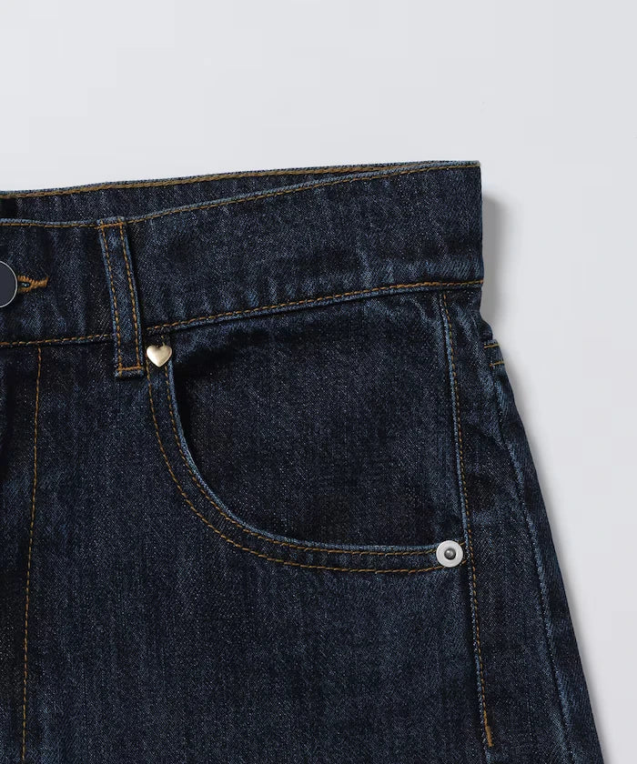 Heart Studs Curvy Denim / Wide Silhouette