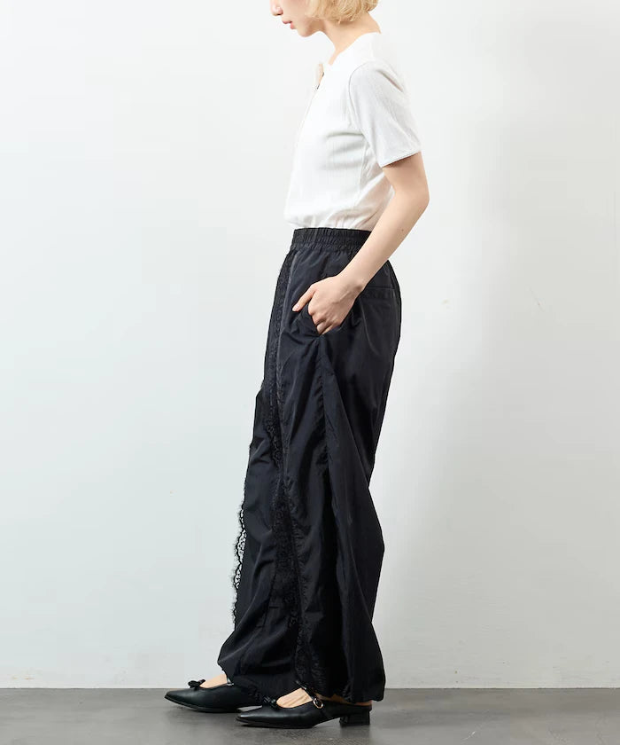 Nylon Lace Easy Wide Pants