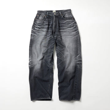 GL42621H / RECYCLED WASTE SUVIN COTTON YARN 11.5oz. DENIM 5POCKET WIDE PANTS VINTAGE WASHED
