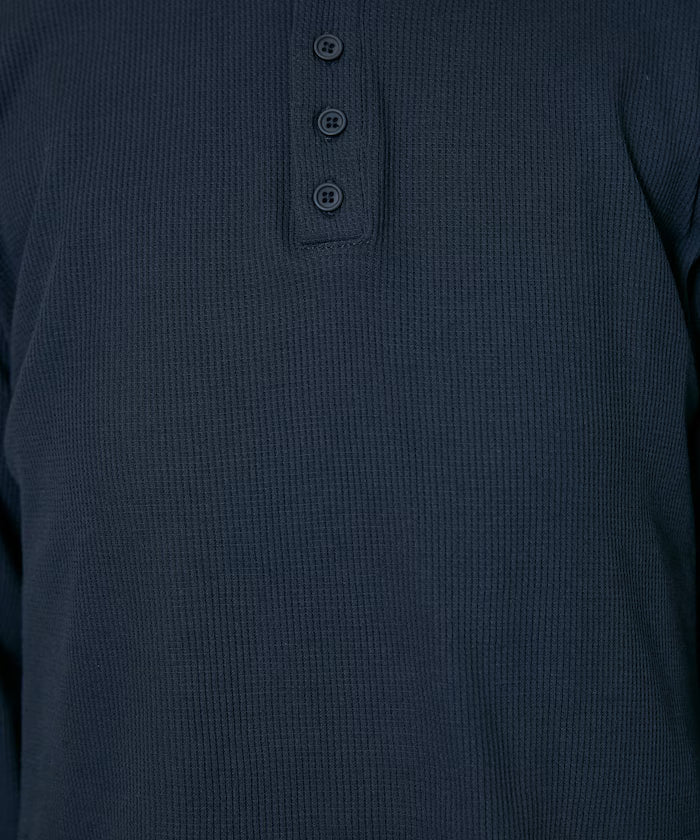 Light Waffle Henley Neck Long Sleeve T Limited Edition
