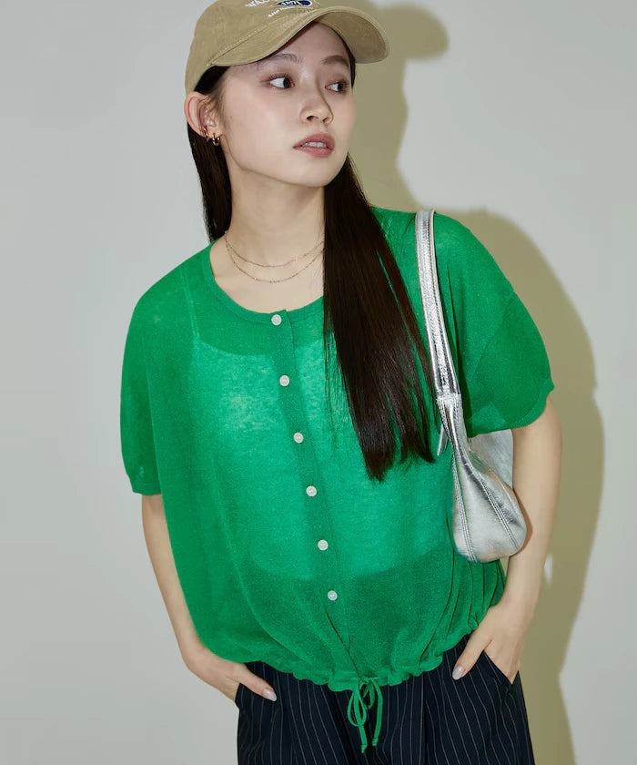 Washable Linen Hem Cord Summer Knit Cardigan Limited Edition