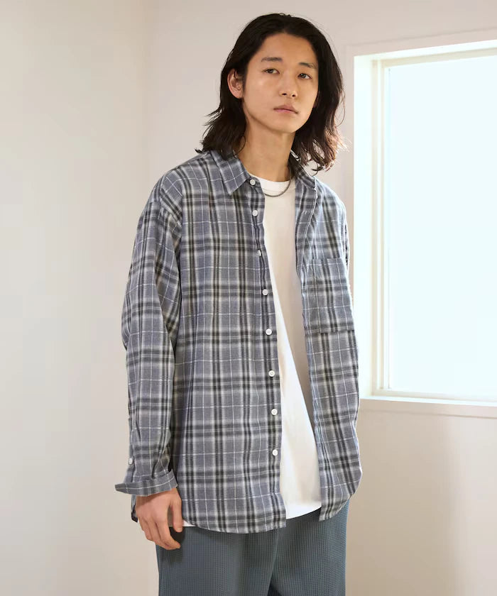 Big Silhouette Ombre Check Shirt / Long Sleeve