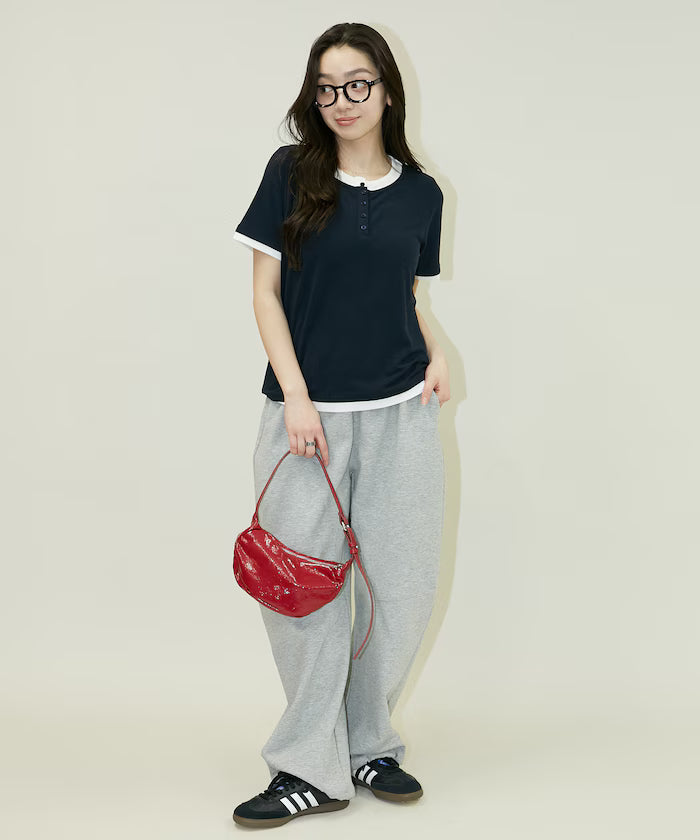 Layered-style Henley Neck T-shirt Limited Edition