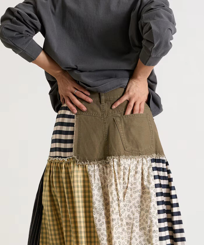 Flower & Check Docking Skirt