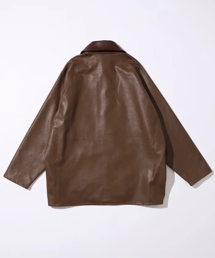 Oversized leatherette blouson / Mixed material switching