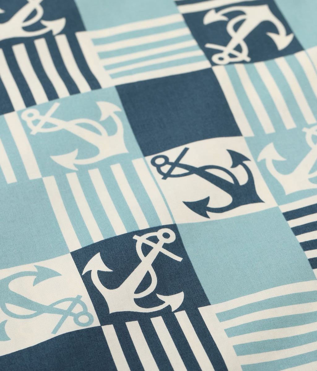 COTTON BROAD OPEN SHIRT “ANCHOR SQUARES”