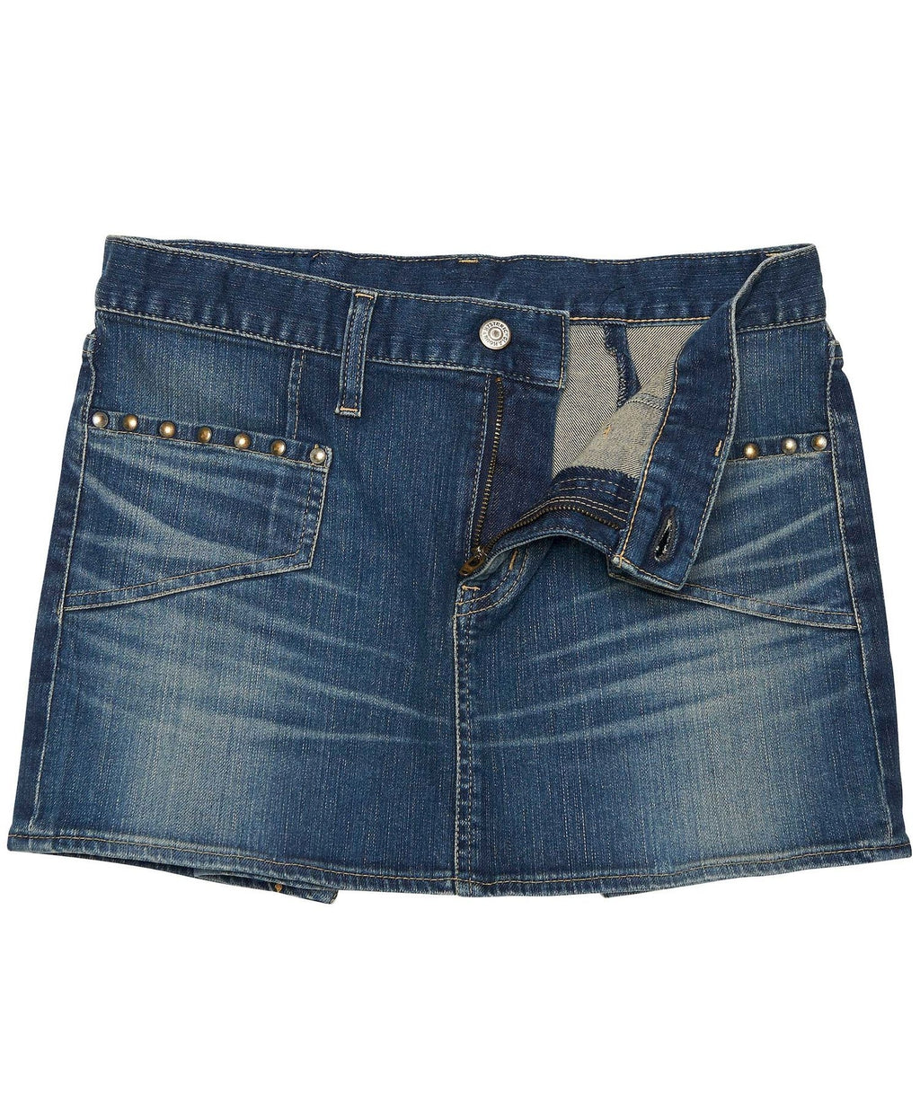 Back Lace-Up Micro Mini Denim Skirt