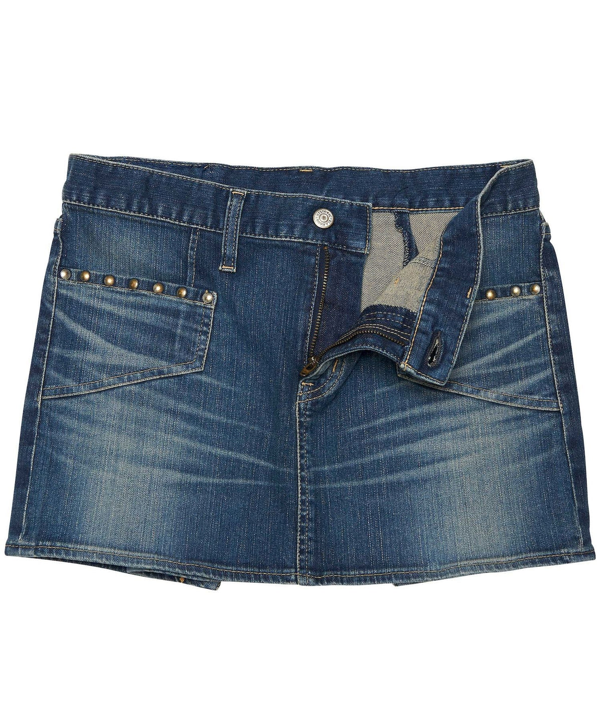Back Lace-Up Micro Mini Denim Skirt
