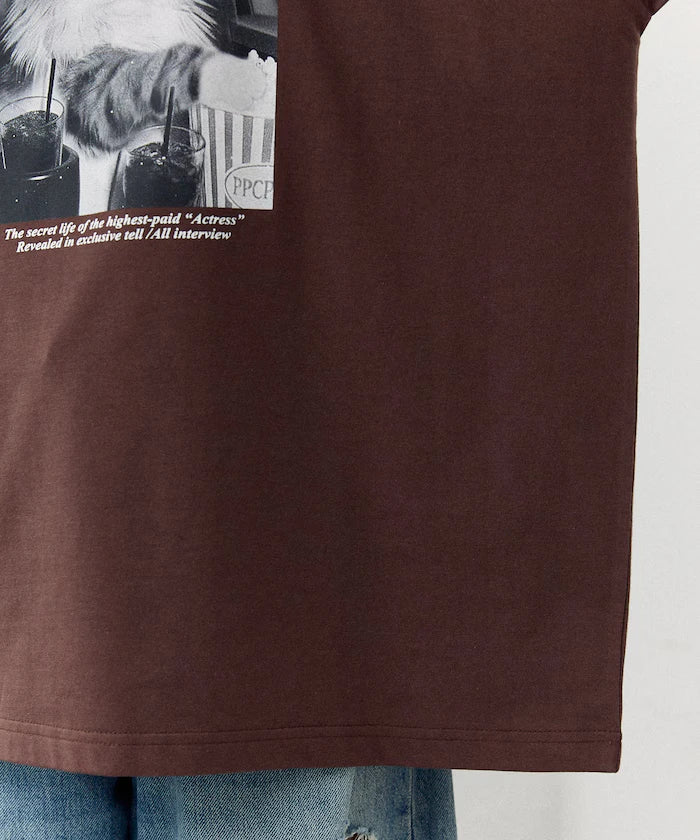 <Functional Material> MAGAZINE Cat Photo T-Shirt Limited Release