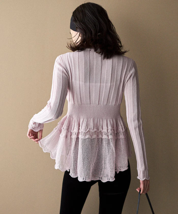 Japan Made Whole Garment Peplum Cardigan