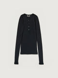 WOOL SILK SOFT RIB HENLEY