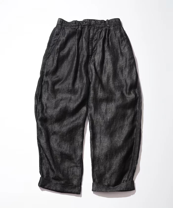 French Linen Denim 1 Tuck Trousers