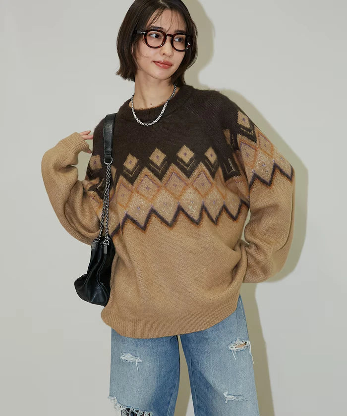 Jacquard Mohair Touch Knit Pullover Limited Edition