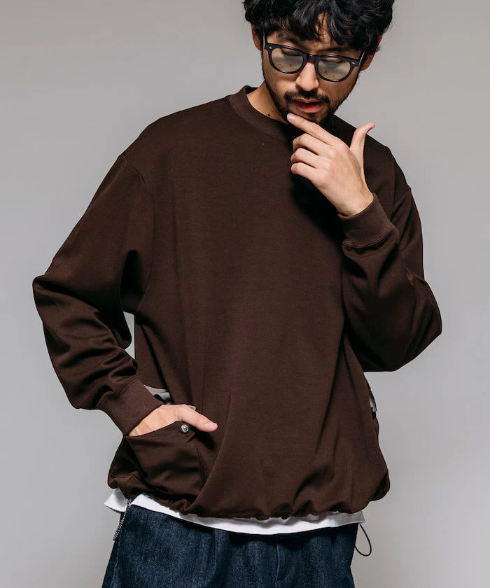 <New Color Added> Side Pocket Spindle Cardboard Crew Neck Sweatshirt