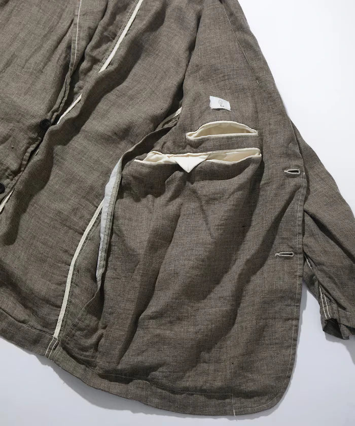 French Linen Tweed Tailored Jacket
