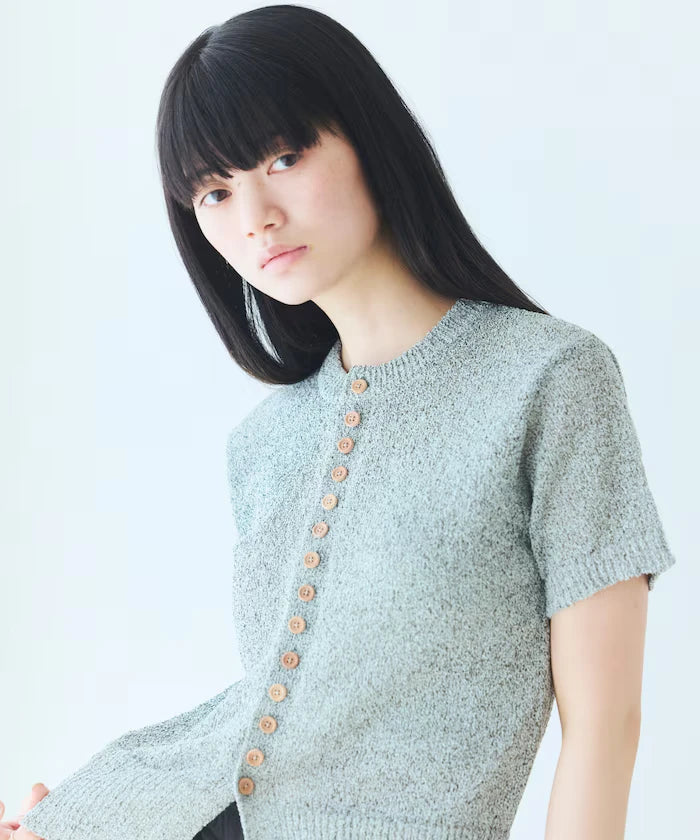 Wood Button Boucle Cardigan