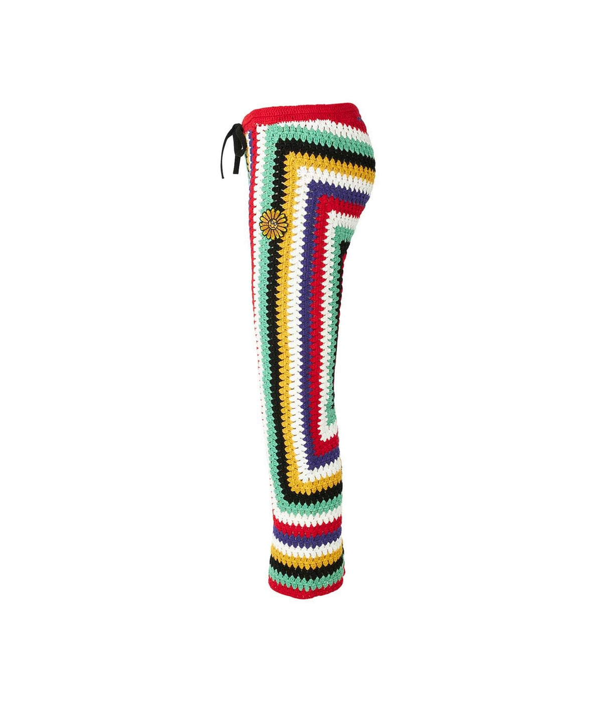 Flower Power Patch Three-Quarter Length Hand-Knit Pants
