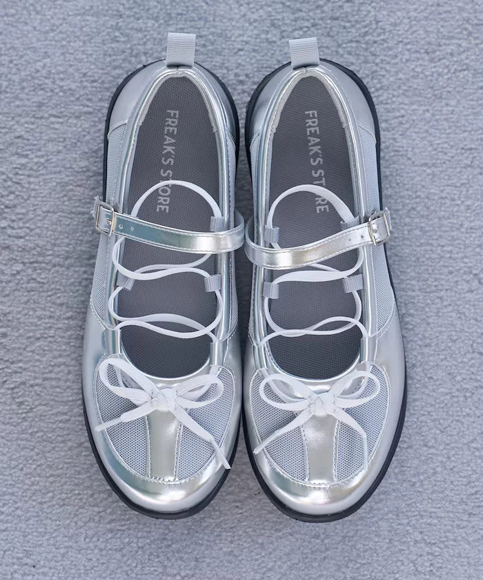 Lace-Up Mesh Ballet Shoes