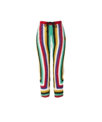 Flower Power Patch Three-Quarter Length Hand-Knit Pants