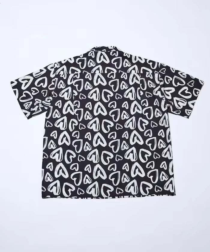 Open Collar Pattern Short Sleeve Shirt