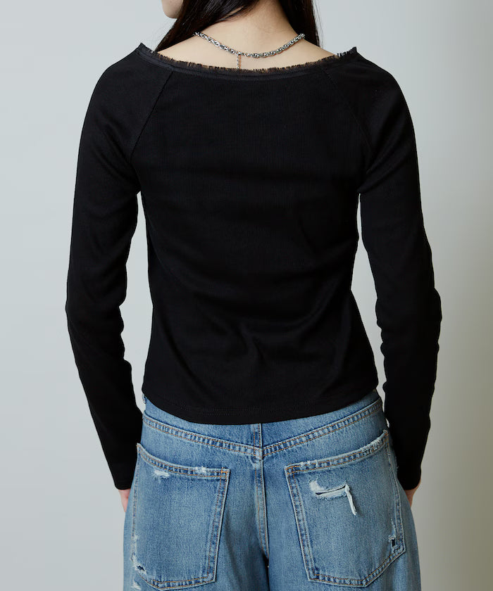 Lace Insert Long Sleeve T-Shirt