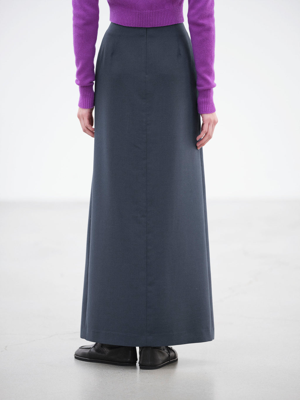TENSE WOOL DOUBLE CLOTH SLIT SKIRT